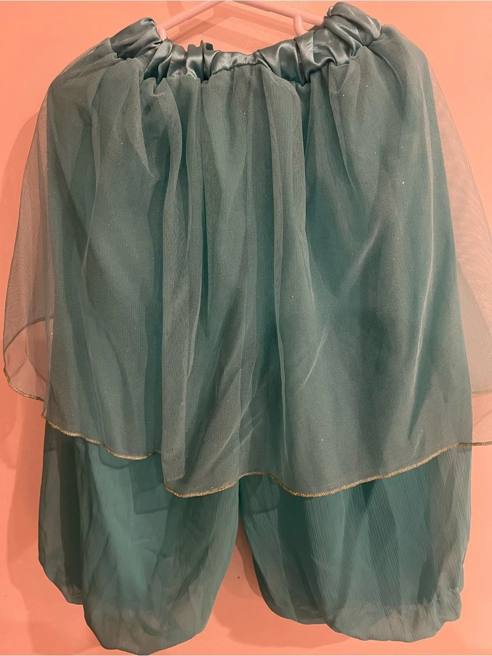 Princess Jasmine Costume, Teal Gold-Trim Crop Top and Pants, Disney